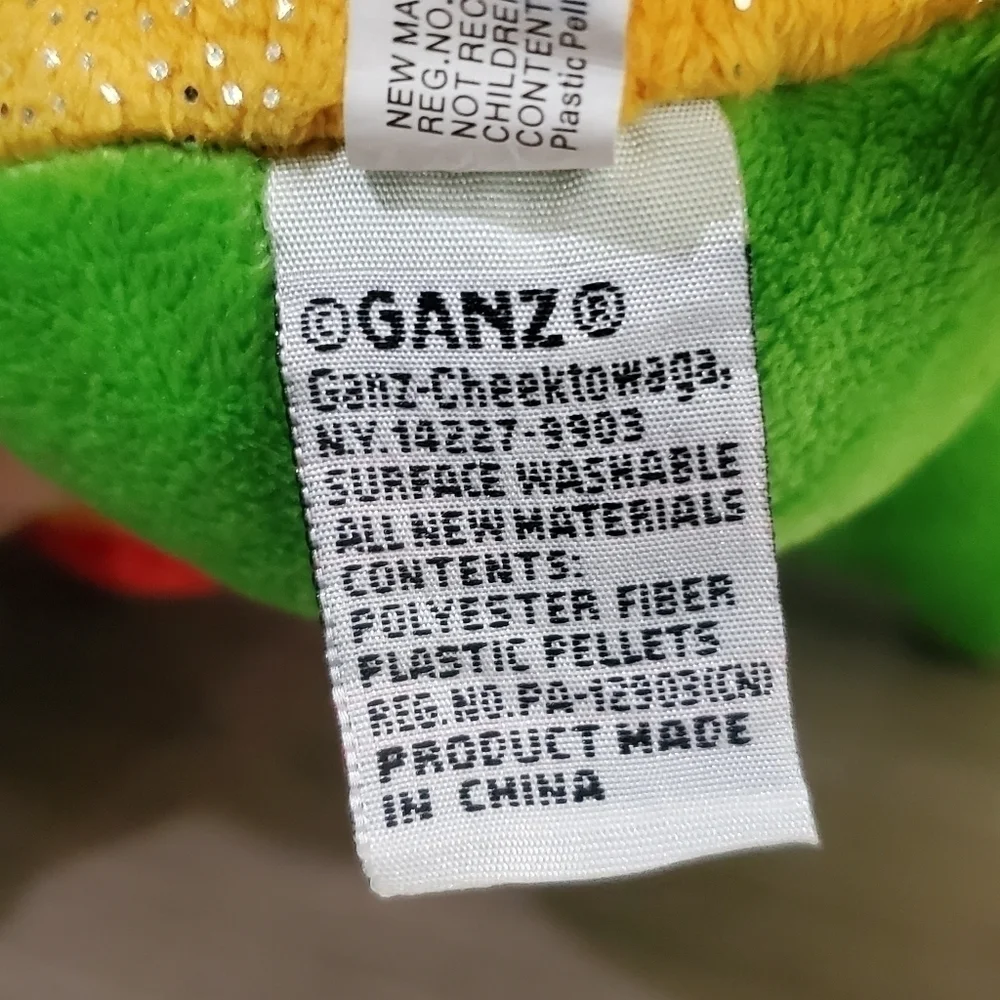 Ganz Webkinz Tree Frog Stuffed Animal Plush Green and Yellow w/Red Eyes 10
